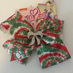 JoJo Siwa Christmas Winter  Holiday Red Green Tie Dye Jeweled Bow Big Cheer